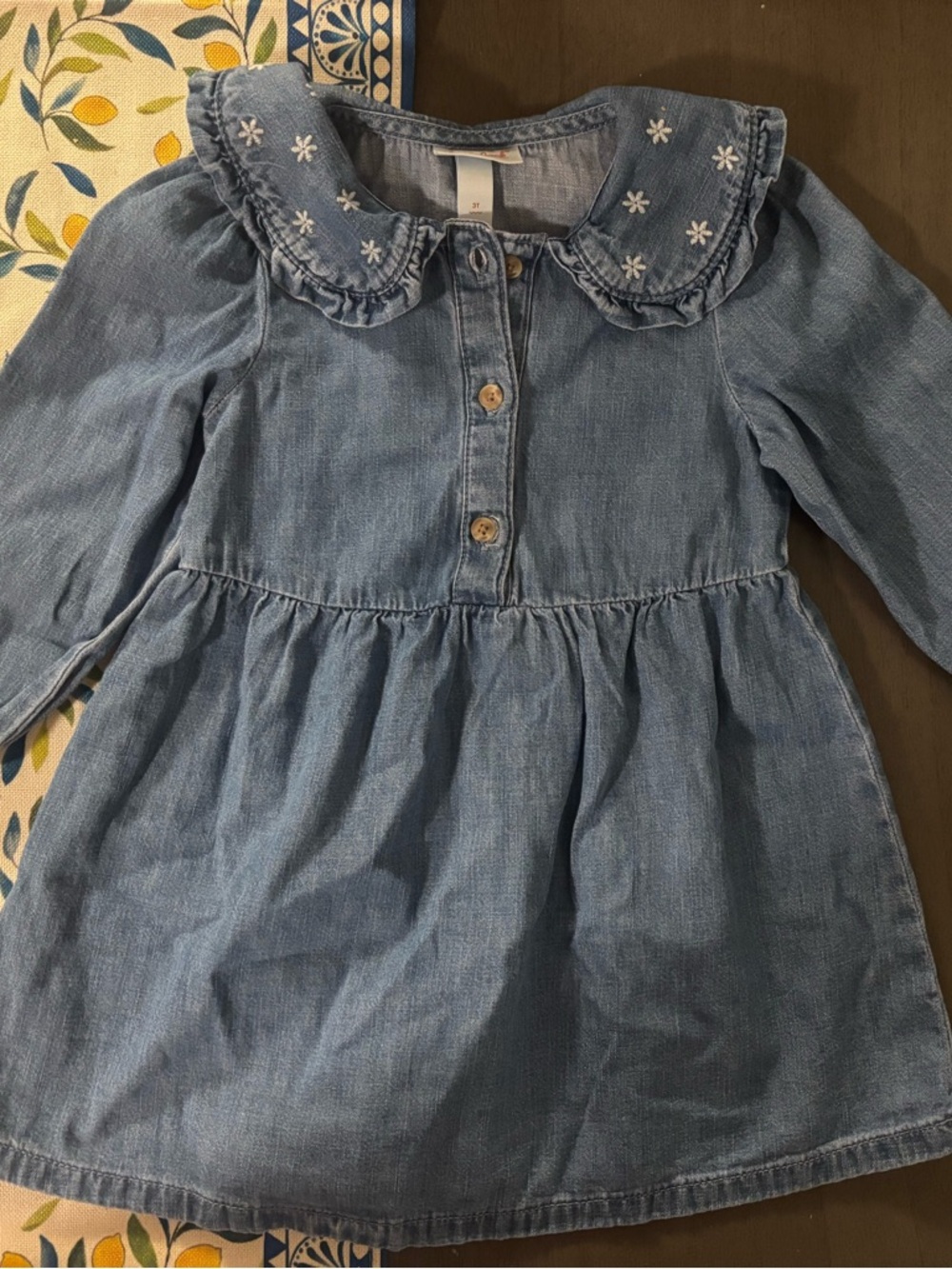 Cat & Jack Light Blue Denim Dress with Embroidered Collar